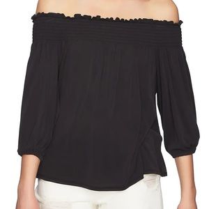 1.State Slit Sleeve Smocked Off The Shoulder Top